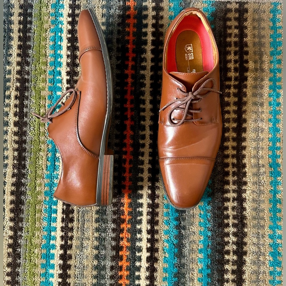 Stacy Adams Brown Nelson Cap Toe Oxfords US 11 M Lace-Up Dress Shoes $89